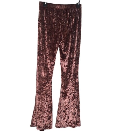 Daisy Del Sol Crushed Velvet Pants Sz Large Flare Leg Soft Stretch 70s Boho - Picture 1 of 9